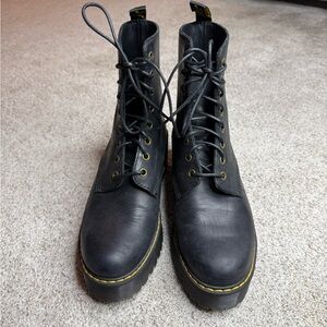 Doc Marten Black Leather Lace-Up Boots with Heel - Size 9 (Women)